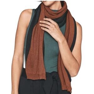 Summersalt Two Tone Scarf Shawl Black Brown Colorblock NEW